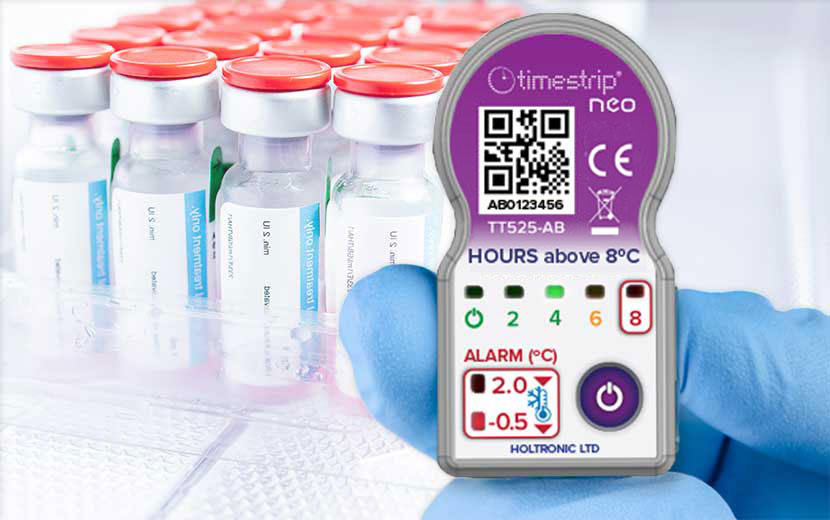 temperature monitored vaccine shipment timestrip neo