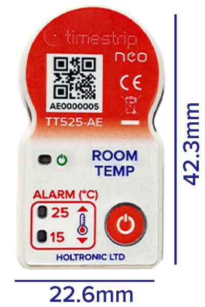 Timestrip neo 15-25C ambient temperature shipping monitor