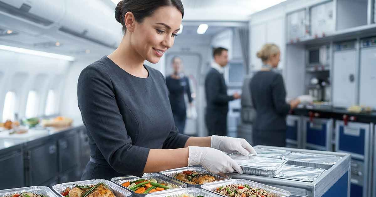 Timestrip Food Temp indicator on airline catering cart packaging